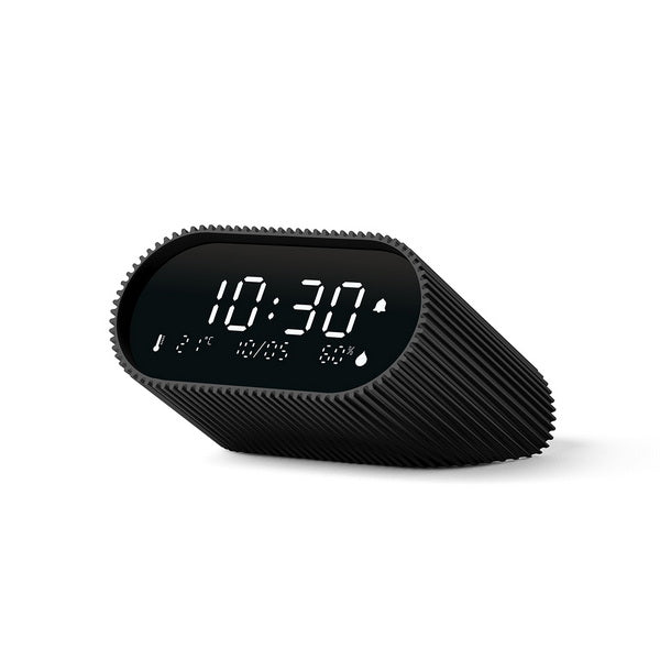 Lexon Ray aluminium alarm clock black