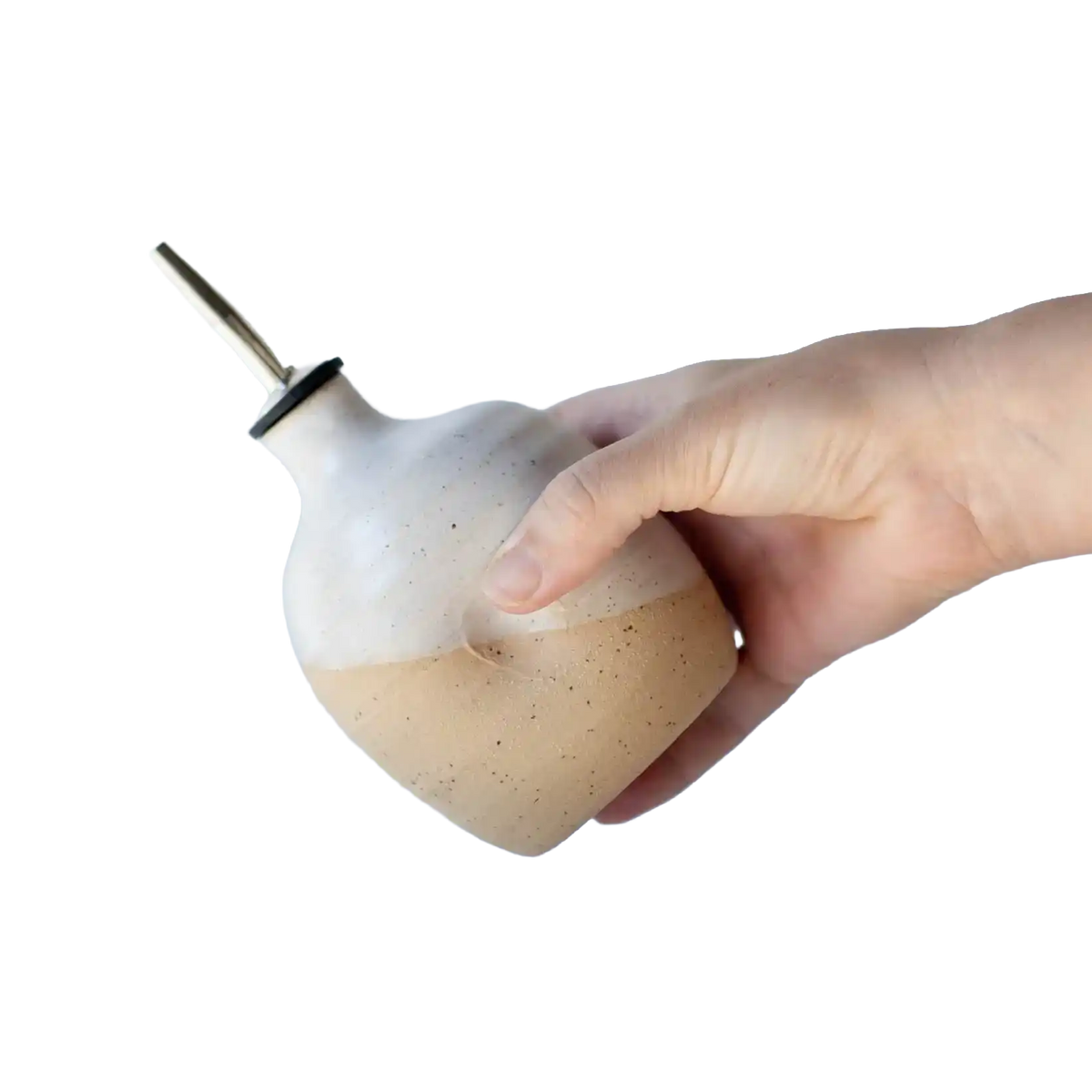 Lil Ceramics oil pourer 20cm speckled white