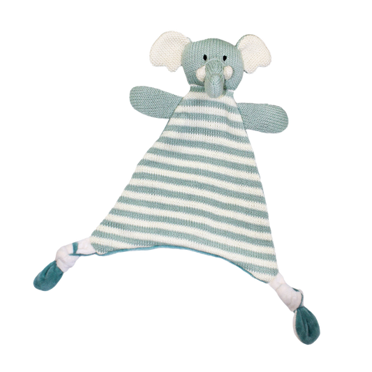 Charlie knitted elephant comforter teal