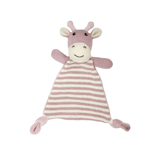 Ellie knitted giraffe comforter pink