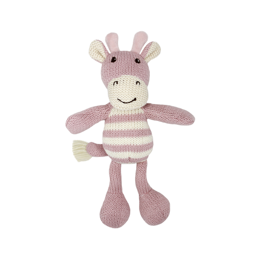 Ellie knitted giraffe rattle pink