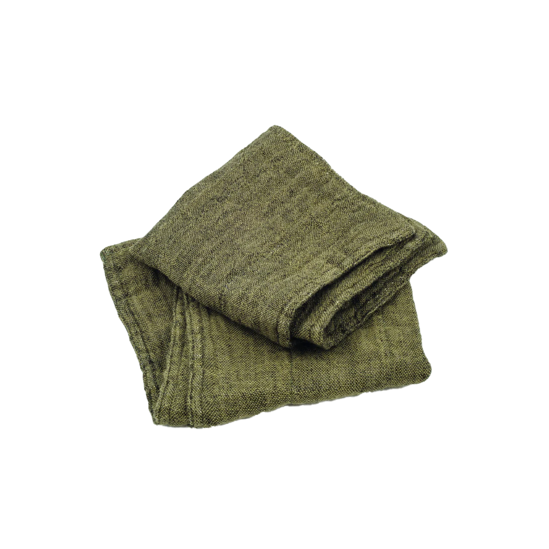 Set of two linen blend wash cloths moss