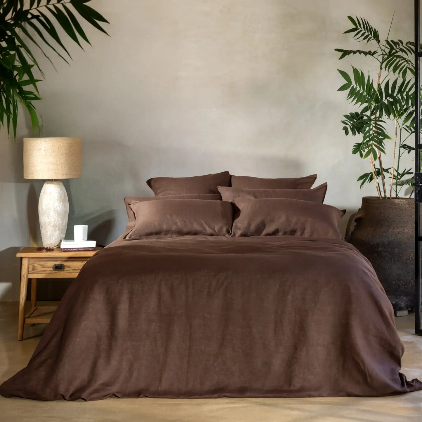 Linen fitted sheet chocolate