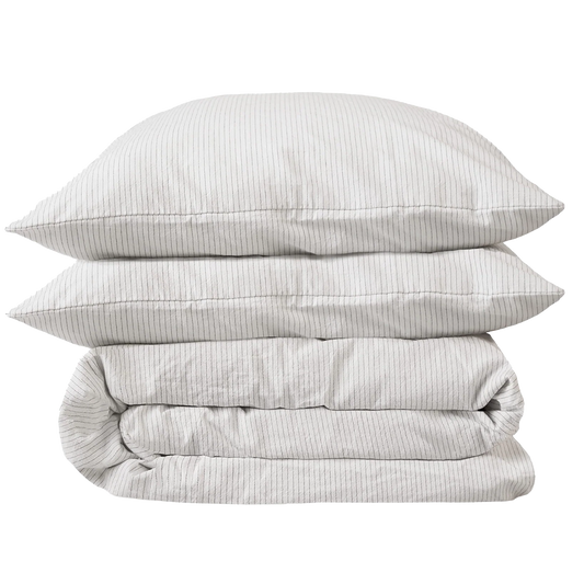 Organic cotton pinstripe duvet cover