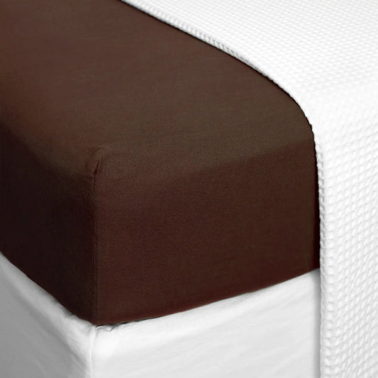 Linen fitted sheet chocolate