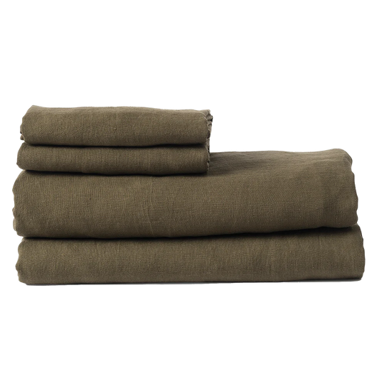 Linen fitted sheet ivy
