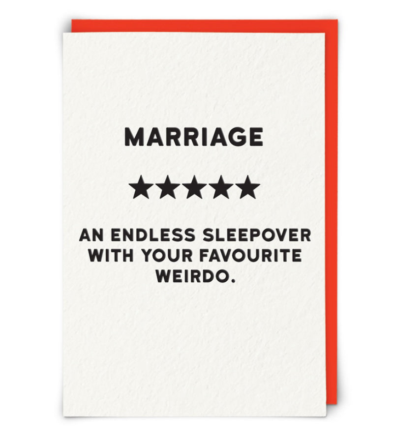 Marriage an endless sleepover card