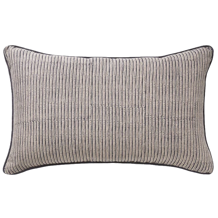 Lottie reversible linen cushion cover indigo 65 x 40cm