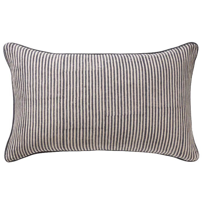 Lottie reversible linen cushion cover indigo 65 x 40cm