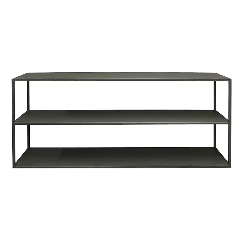 Low profile shelving unit 140cm olive