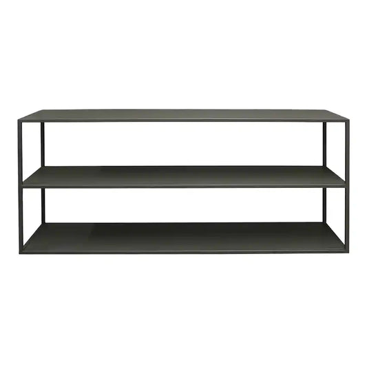 Low profile shelving unit 140cm olive