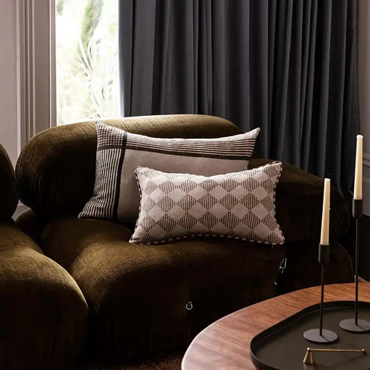 Lucas block print linen cushion cover 40x60cm