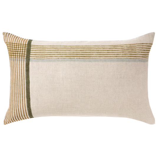 Lucas block print linen cushion cover 40 x 65cm