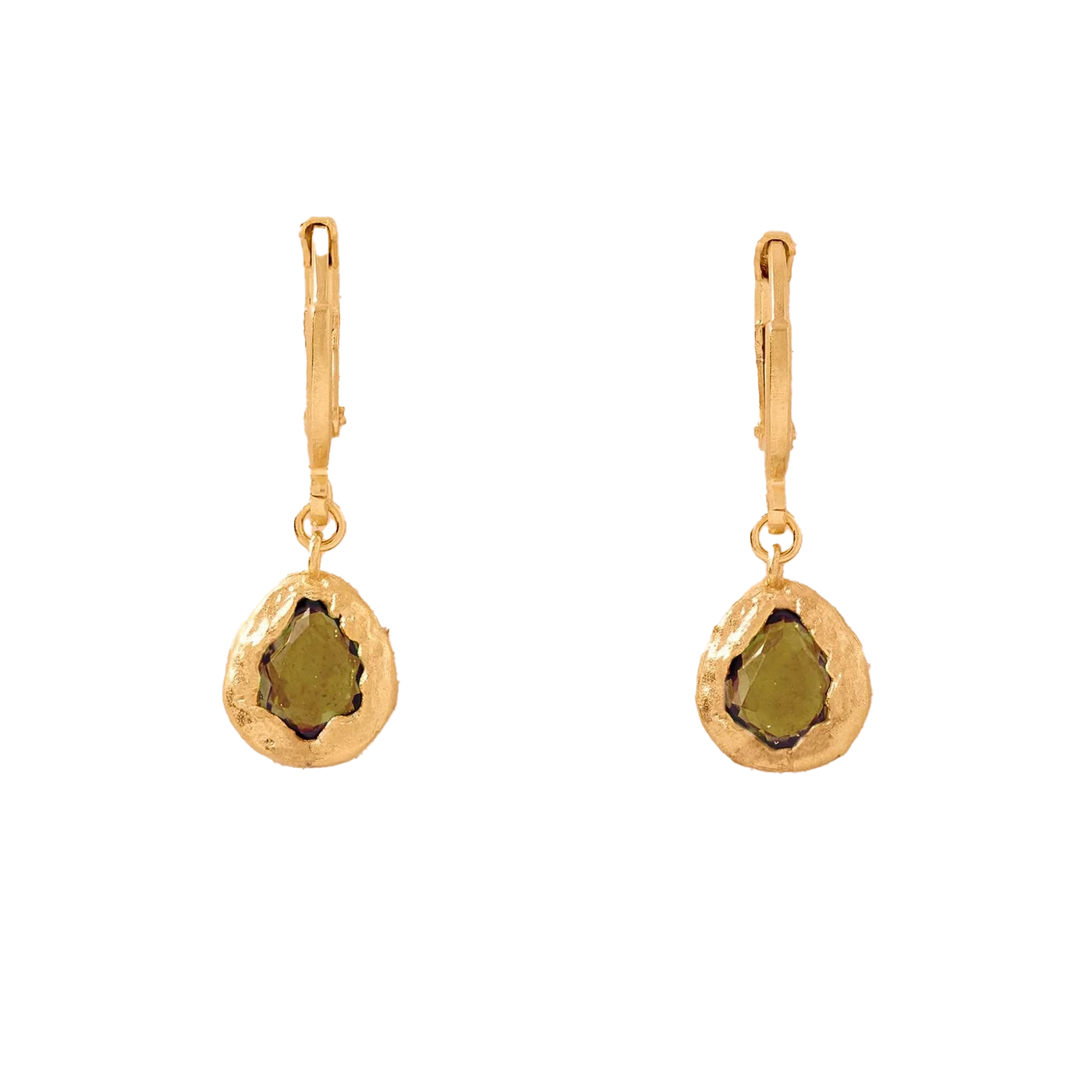 Agapée Lysia drop earrings with dark green glass