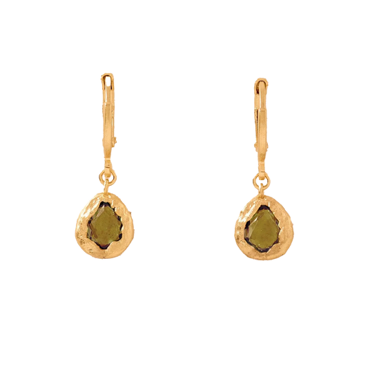 Agapée Lysia drop earrings with dark green glass