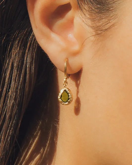 Agapée Lysia drop earrings with dark green glass