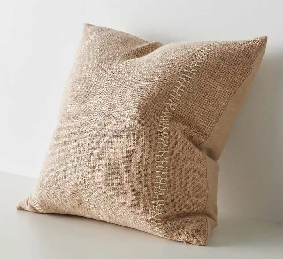 Maddalena embroidered cushion cover biscotti 50cm