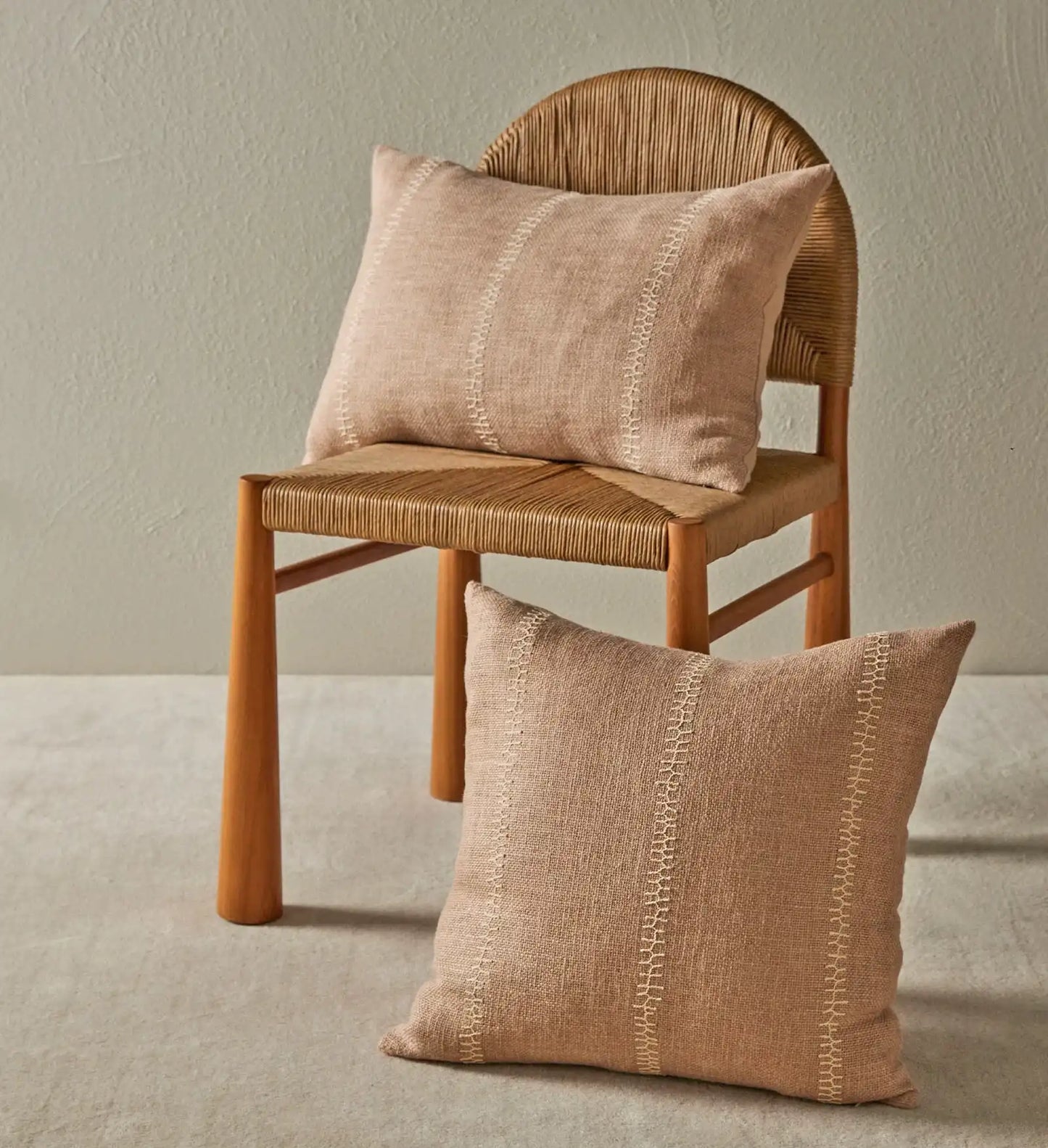 Maddalena embroidered cushion cover biscotti 50cm