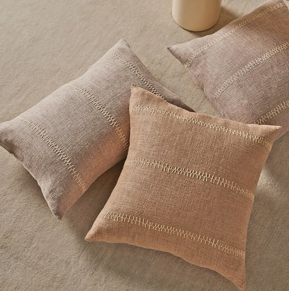 Maddalena embroidered cushion cover biscotti 50cm