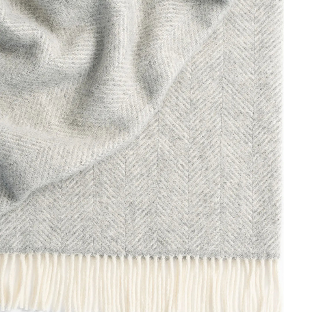 Magnus NZ lambswool herringbone blanket 150 x 183cm grey