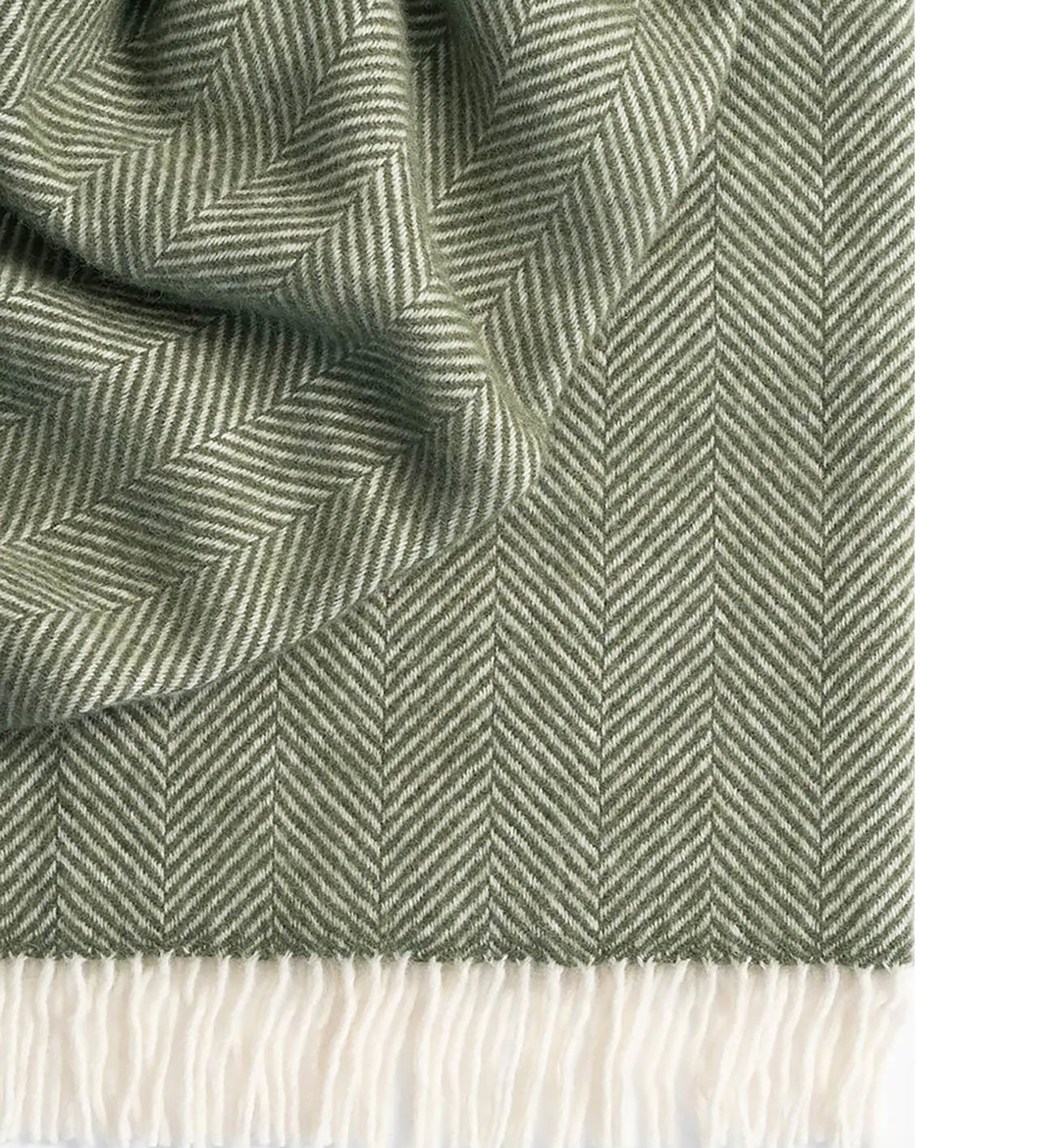 Magnus NZ lambswool herringbone blanket 150 x 183cm olive