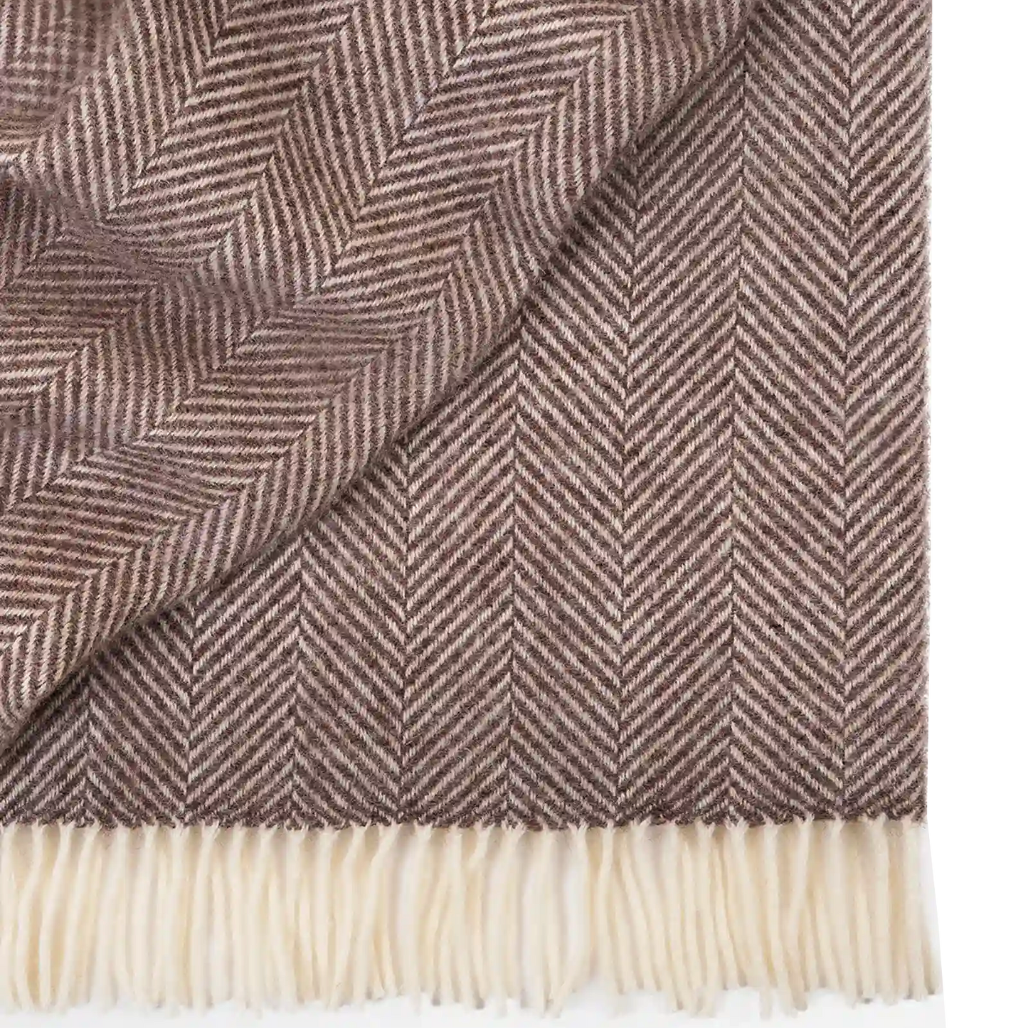 Magnus NZ lambswool herringbone blanket 150 x 183cm cocoa