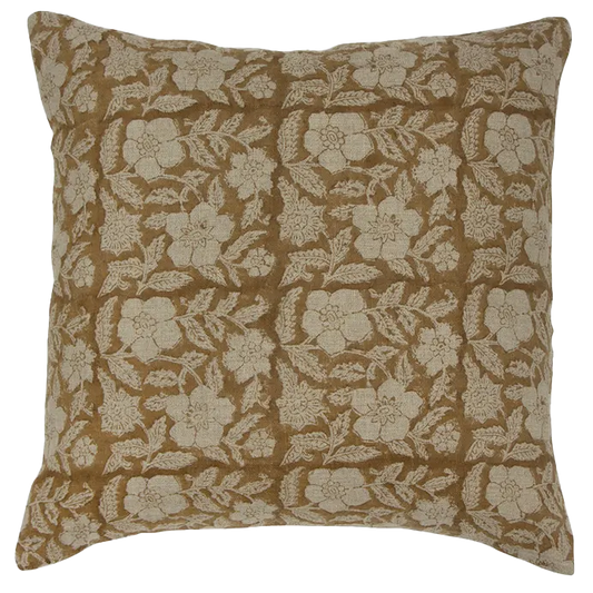 Marigold floral linen cushion cover 50cm