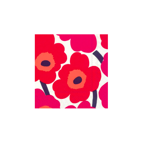 Marimekko unikko cocktail paper napkins set of 20 red