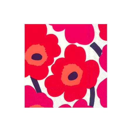Marimekko unikko cocktail paper napkins set of 20 red