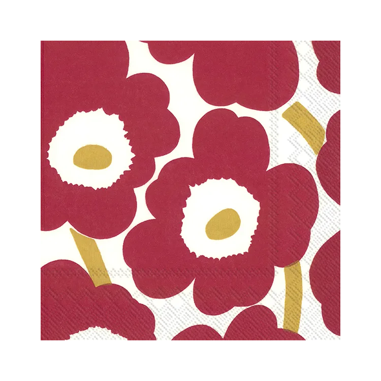 Marimekko unikko paper napkins set of 20 dark red gold