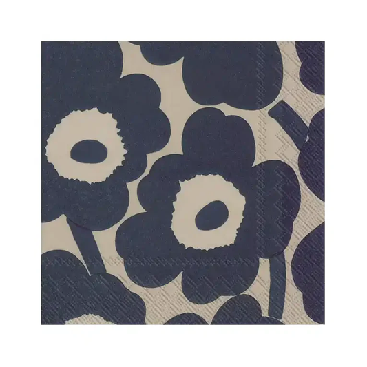 Marimekko unikko paper napkins set of 20 navy/linen