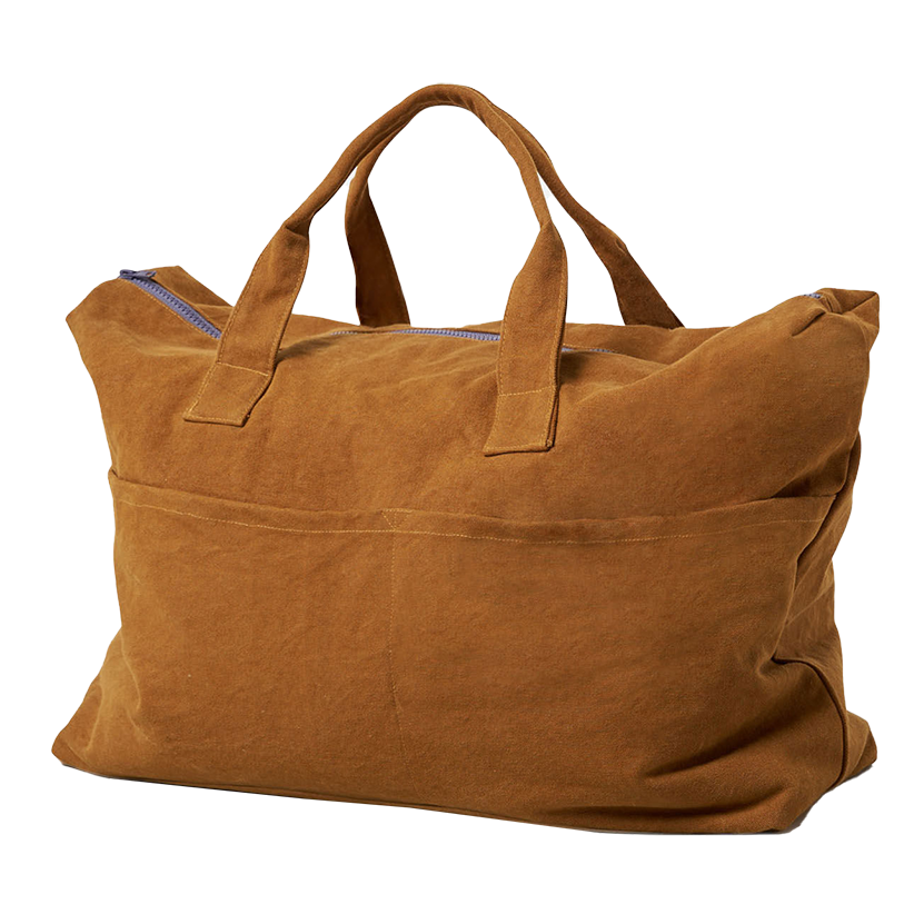 Contrast cotton weekender bag masala