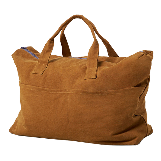 Contrast cotton weekender bag masala