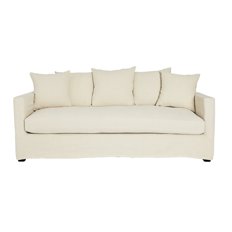 Martha linen cotton blend 3-seater sofa natural