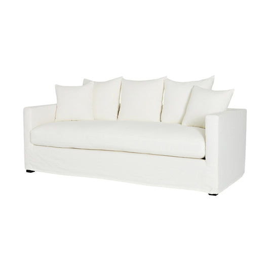 Martha linen cotton blend 3-seater sofa white