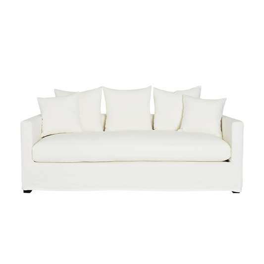 Martha linen cotton blend 3-seater sofa white