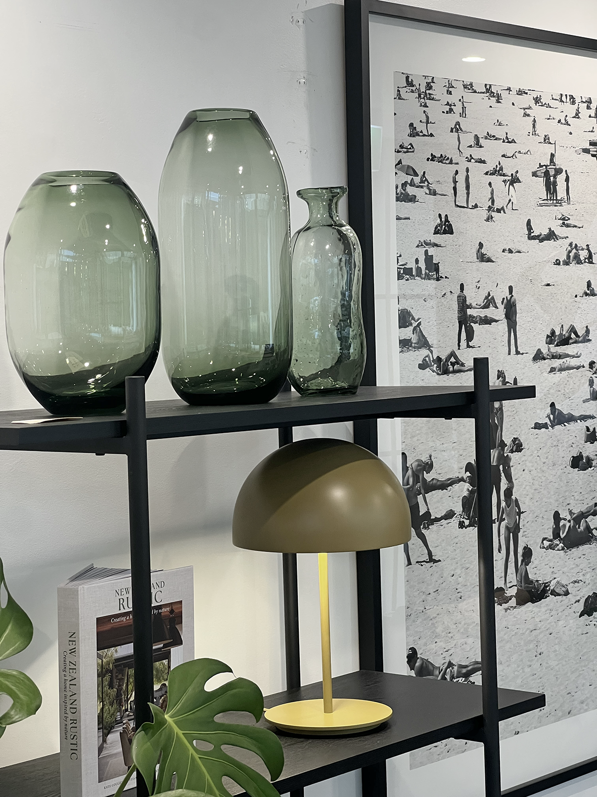 Tall glass vase moss green