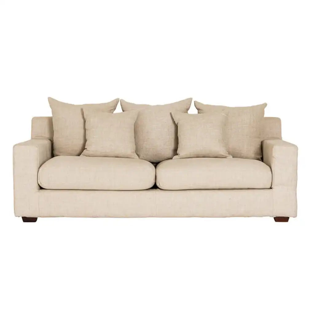 Melba 3.5 seater slip cover linen sofa salt & pepper