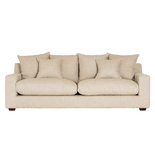 Melba 3.5 seater slip cover linen sofa salt & pepper
