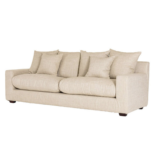 Melba 3.5 seater slip cover linen sofa salt & pepper