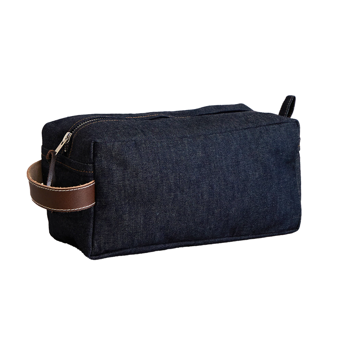 Blue denim toiletry bag