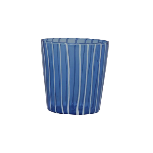 Miro striped glass tumbler blue