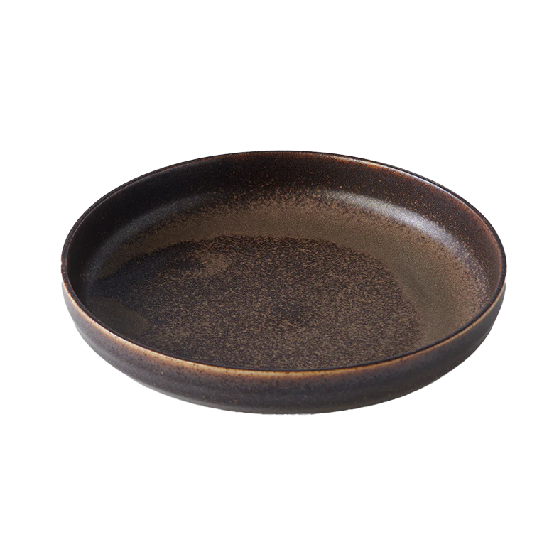 Mocha ceramic high-rim plate 20cm