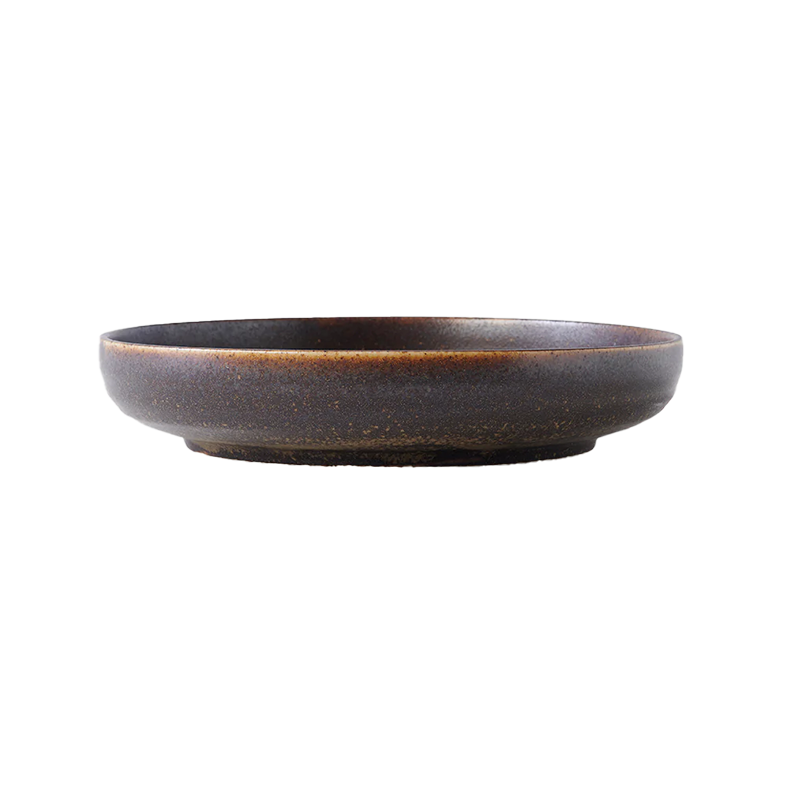 Mocha ceramic high-rim plate 20cm