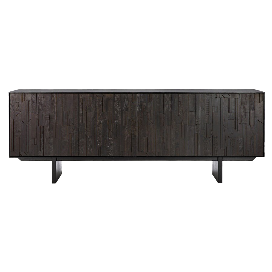 Mosaic teak 4-door sideboard 227cm