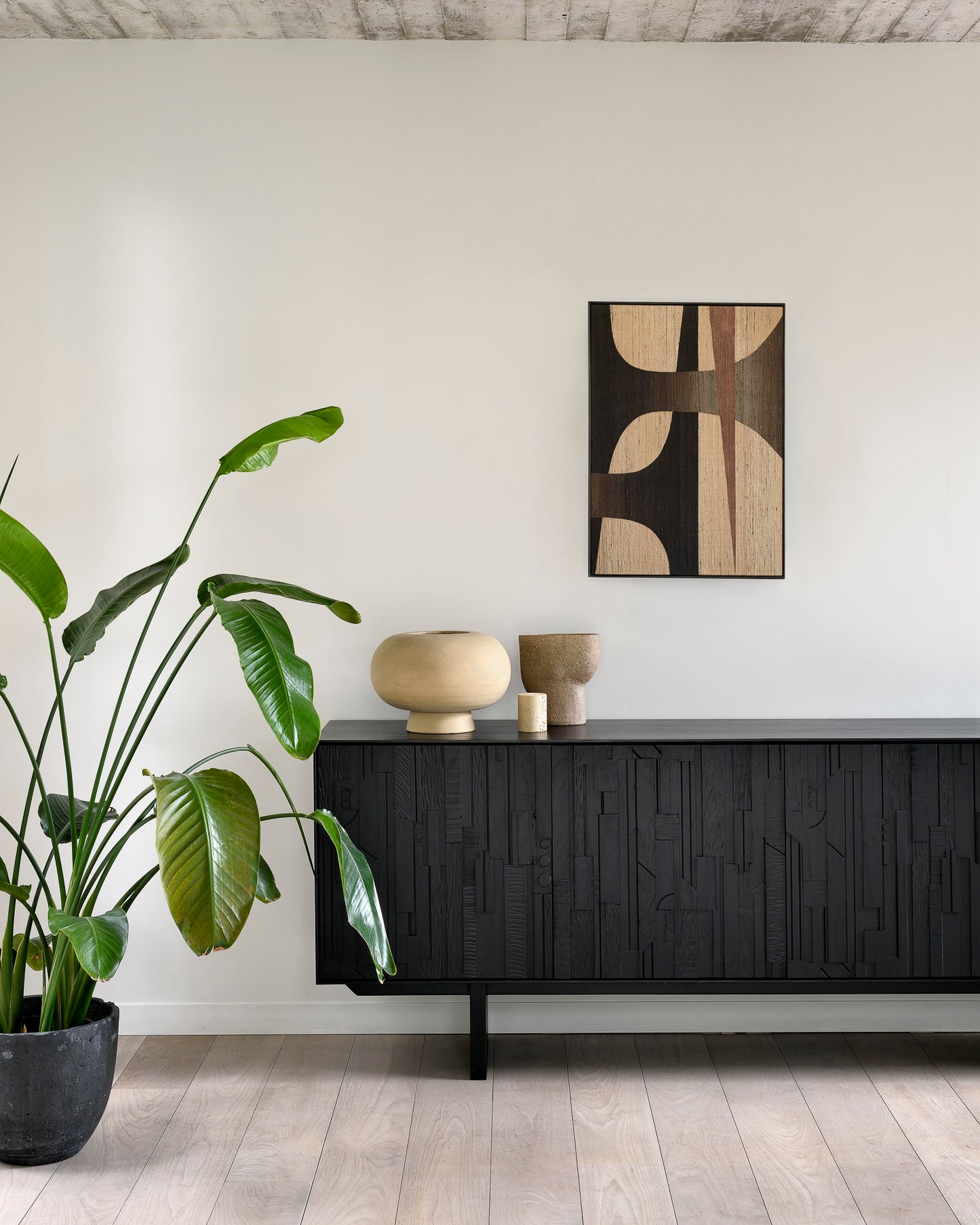 Mosaic teak 4-door sideboard 227cm