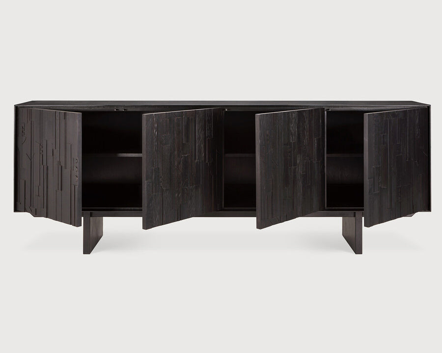 Mosaic teak 4-door sideboard 227cm