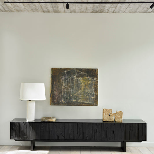 Mosaic teak entertainment unit 242cm