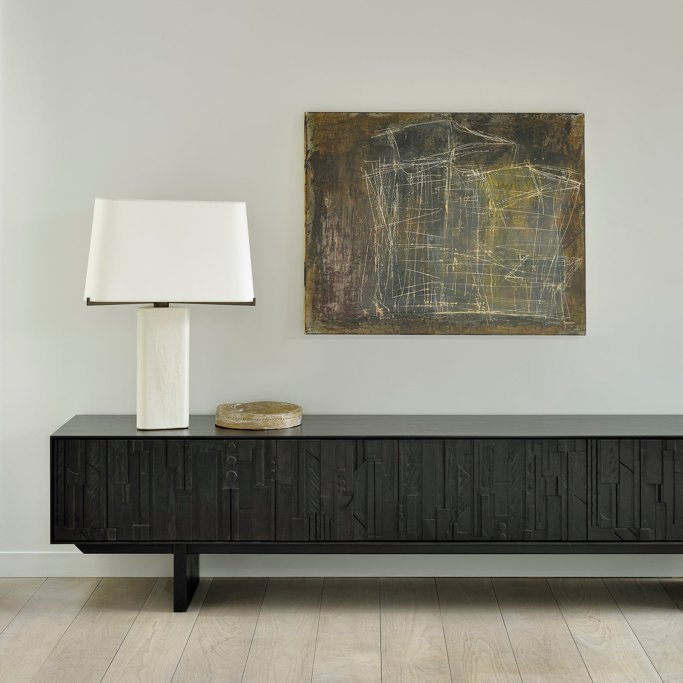 Mosaic teak entertainment unit 242cm