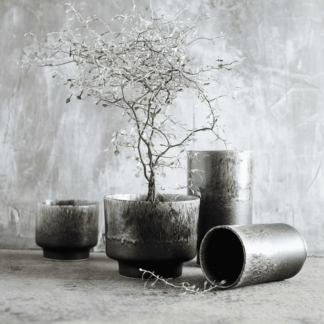 Muubs Lago stoneware vase forest green 18cm